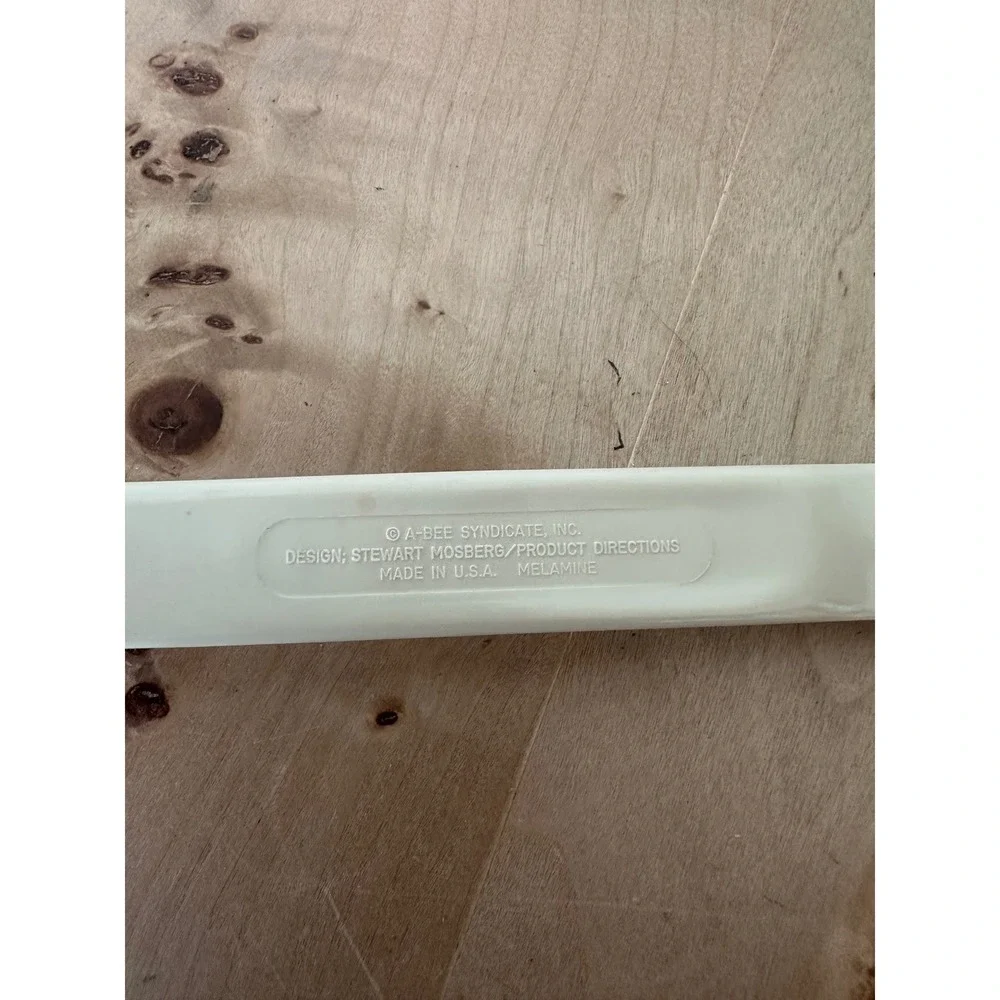 Vintage A-Bee Syndicate Stewart Mosberg Melamine Slotted Spoon Cream Made in USA